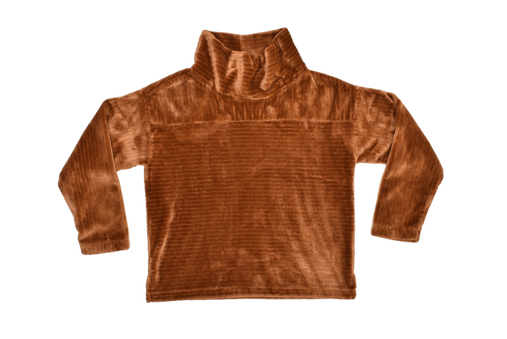 LOFT Brown Velour Ribbed Cowl Neck Pullover Top Sweater Size M Medium